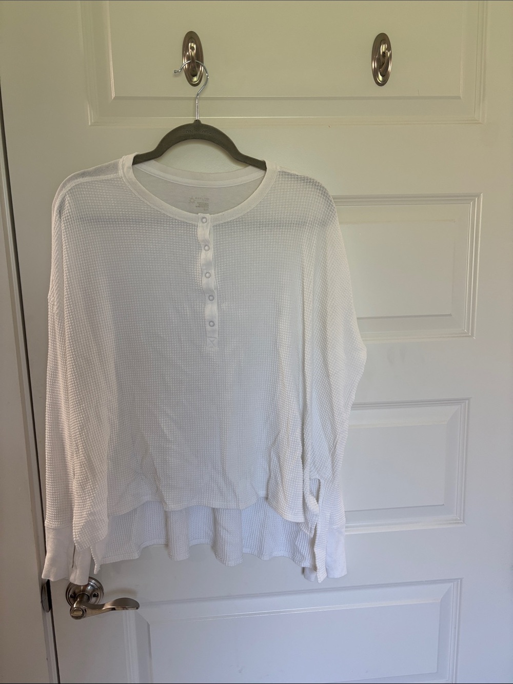 Offline by aerie White Long Sleeve Waffle Henley Top